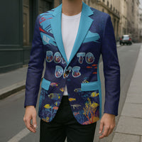 Personalized Hawaii Diving Blazer Tribal Pattern with Ocean Floor LT03 - Polynesian Pride