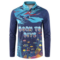 Personalized Hawaii Diving Button Sweatshirt Tribal Pattern with Ocean Floor LT03 Multicolor - Polynesian Pride