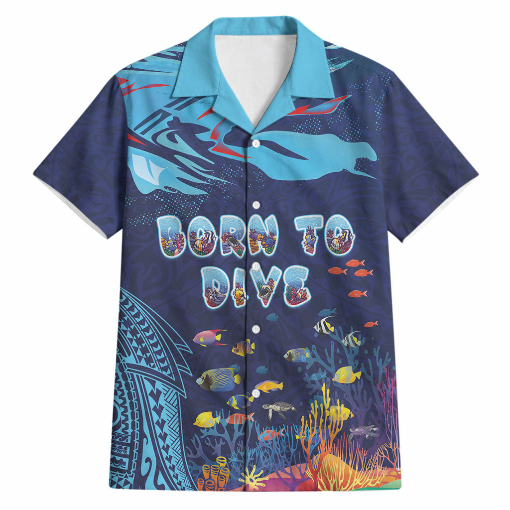 Personalized Hawaii Diving Hawaiian Shirt Tribal Pattern with Ocean Floor LT03 Multicolor - Polynesian Pride