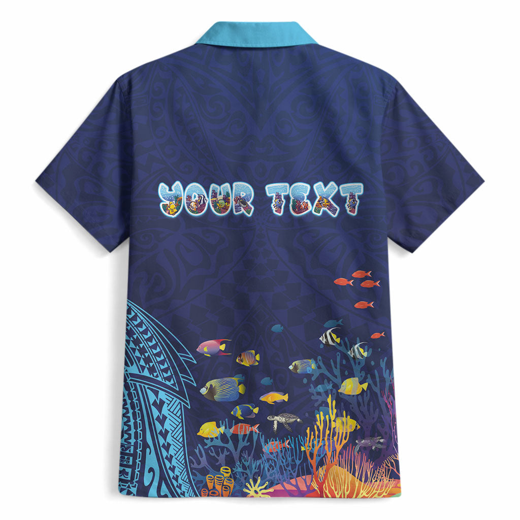 Personalized Hawaii Diving Hawaiian Shirt Tribal Pattern with Ocean Floor LT03 - Polynesian Pride