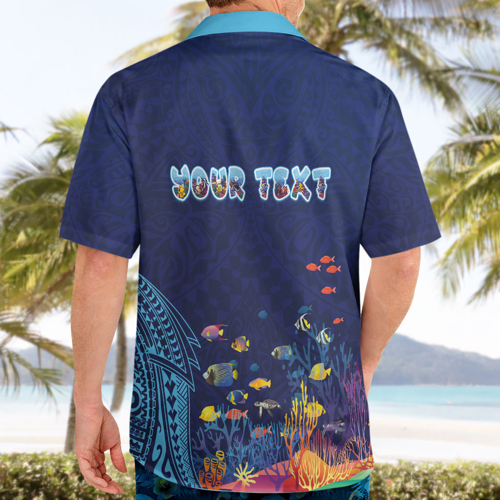 Personalized Hawaii Diving Hawaiian Shirt Tribal Pattern with Ocean Floor LT03 - Polynesian Pride