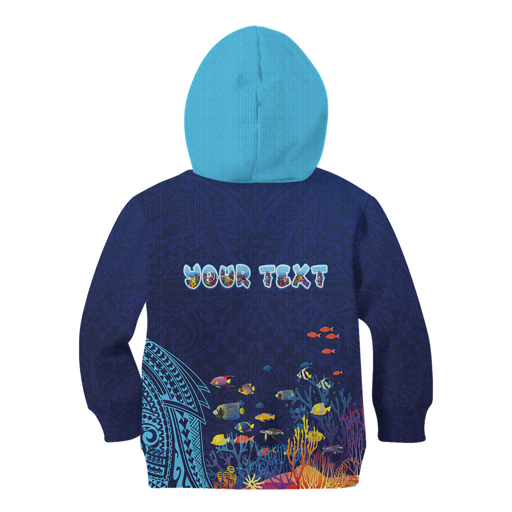 Personalized Hawaii Diving Kid Hoodie Tribal Pattern with Ocean Floor LT03 - Polynesian Pride