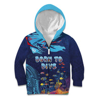Personalized Hawaii Diving Kid Hoodie Tribal Pattern with Ocean Floor LT03 Zip Hoodie Multicolor - Polynesian Pride