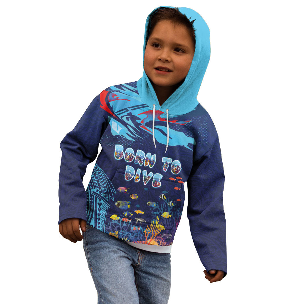 Personalized Hawaii Diving Kid Hoodie Tribal Pattern with Ocean Floor LT03 - Polynesian Pride