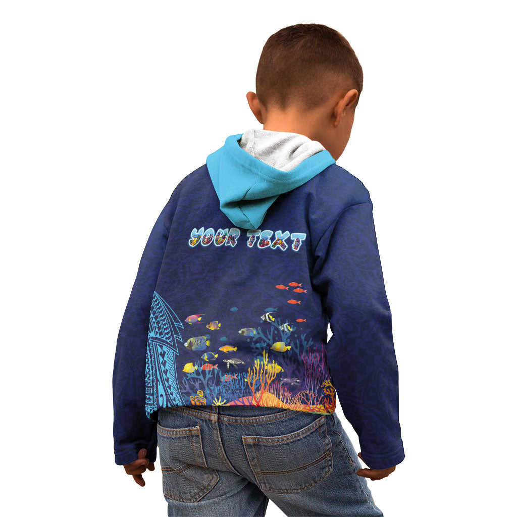 Personalized Hawaii Diving Kid Hoodie Tribal Pattern with Ocean Floor LT03 - Polynesian Pride