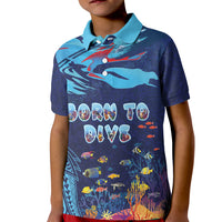 Personalized Hawaii Diving Kid Polo Shirt Tribal Pattern with Ocean Floor LT03 Kid Multicolor - Polynesian Pride