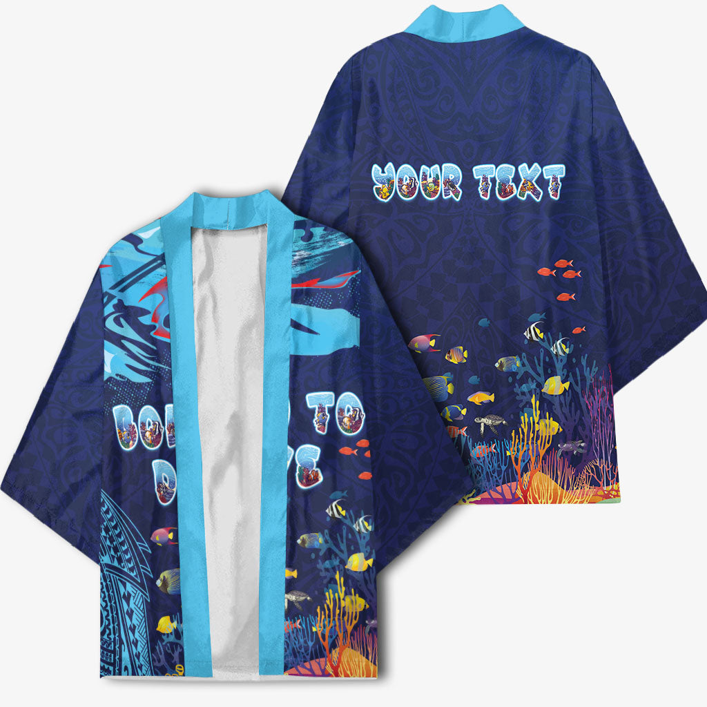 Personalized Hawaii Diving Kimono Tribal Pattern with Ocean Floor LT03 - Polynesian Pride