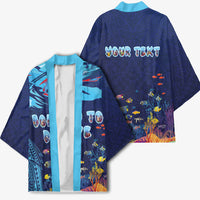 Personalized Hawaii Diving Kimono Tribal Pattern with Ocean Floor LT03 - Polynesian Pride