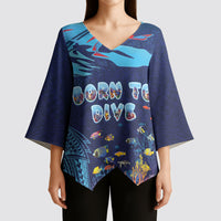 Personalized Hawaii Diving Kimono Sleeve Blouse Tribal Pattern with Ocean Floor LT03 - Polynesian Pride
