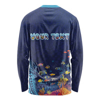 Personalized Hawaii Diving Long Sleeve Shirt Tribal Pattern with Ocean Floor LT03 - Polynesian Pride