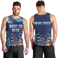 Personalized Hawaii Diving Men Tank Top Tribal Pattern with Ocean Floor LT03 - Polynesian Pride