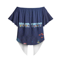 Personalized Hawaii Diving Off Shoulder Wrap Waist Top Tribal Pattern with Ocean Floor LT03 - Polynesian Pride