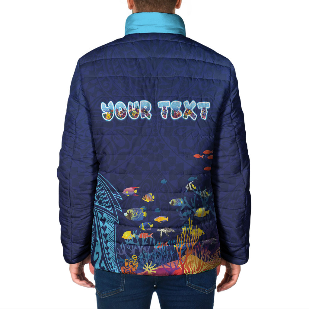 Personalized Hawaii Diving Padded Jacket Tribal Pattern with Ocean Floor LT03 - Polynesian Pride