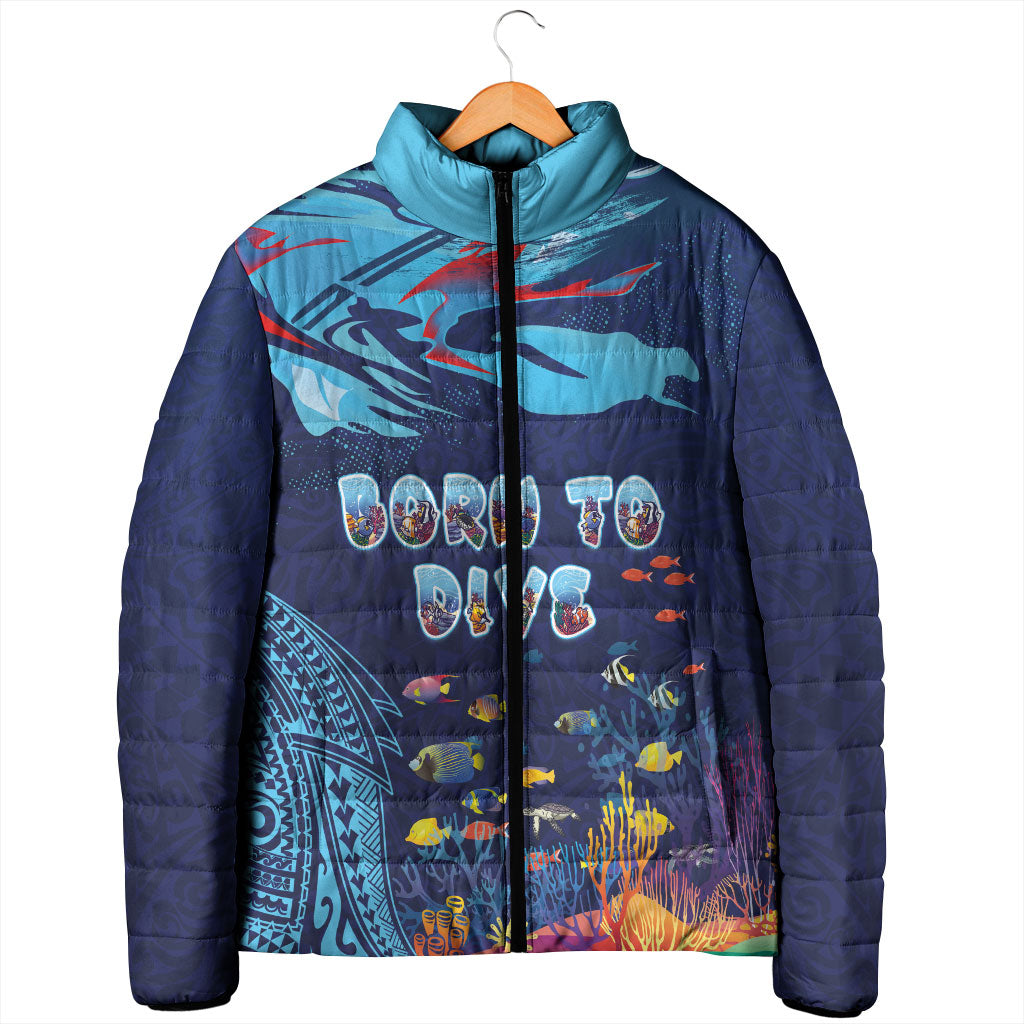 Personalized Hawaii Diving Padded Jacket Tribal Pattern with Ocean Floor LT03 - Polynesian Pride