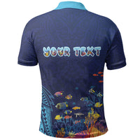 Personalized Hawaii Diving Polo Shirt Tribal Pattern with Ocean Floor LT03 - Polynesian Pride
