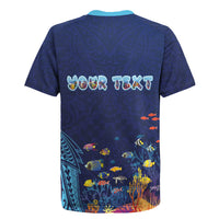 Personalized Hawaii Diving Rugby Jersey Tribal Pattern with Ocean Floor LT03 - Polynesian Pride