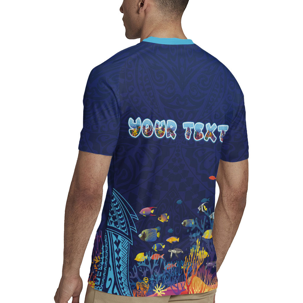 Personalized Hawaii Diving Rugby Jersey Tribal Pattern with Ocean Floor LT03 - Polynesian Pride