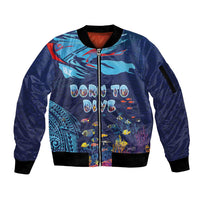 Personalized Hawaii Diving Sleeve Zip Bomber Jacket Tribal Pattern with Ocean Floor LT03 Unisex Multicolor - Polynesian Pride