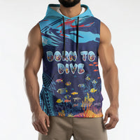 Personalized Hawaii Diving Sleeveless Hoodie Tribal Pattern with Ocean Floor LT03 - Polynesian Pride