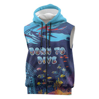 Personalized Hawaii Diving Sleeveless Zip Hoodie Tribal Pattern with Ocean Floor LT03 Multicolor - Polynesian Pride