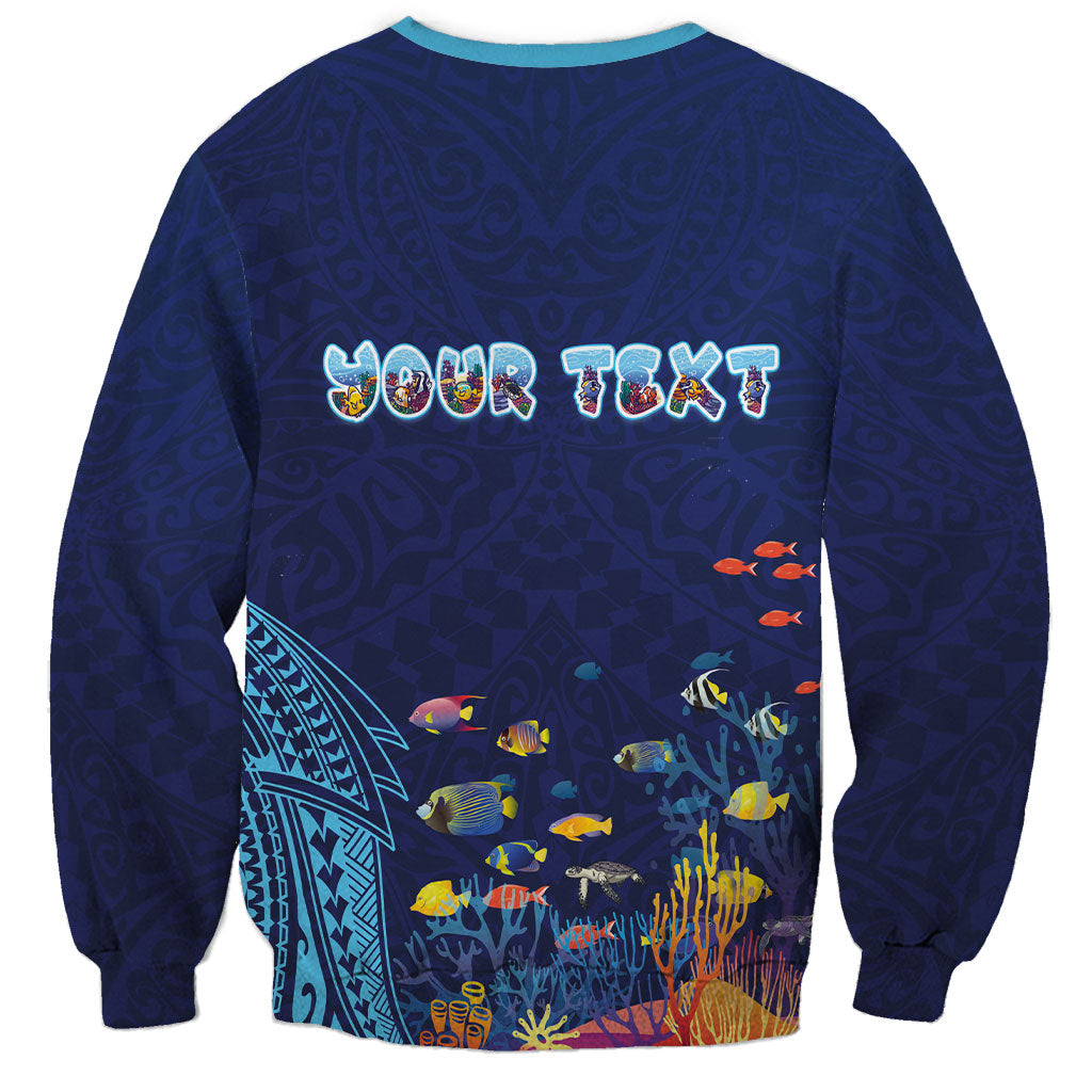 Personalized Hawaii Diving Sweatshirt Tribal Pattern with Ocean Floor LT03 - Polynesian Pride