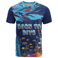 Personalized Hawaii Diving T Shirt Tribal Pattern with Ocean Floor LT03 Multicolor - Polynesian Pride