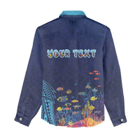 Personalized Hawaii Diving Women Casual Shirt Tribal Pattern with Ocean Floor LT03 - Polynesian Pride