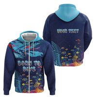 Personalized Hawaii Diving Zip Hoodie Tribal Pattern with Ocean Floor LT03 - Polynesian Pride