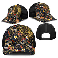 Hawaiian and Japanese Baseball Net Cap Polynesian Tattoo with Japanese Culture Kintsugi Style LT03 - Polynesian Pride