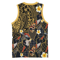 Hawaiian and Japanese Basketball Jersey Polynesian Tattoo with Japanese Culture Kintsugi Style LT03 - Polynesian Pride