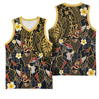 Hawaiian and Japanese Basketball Jersey Polynesian Tattoo with Japanese Culture Kintsugi Style LT03 - Polynesian Pride