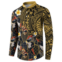 Hawaiian and Japanese Button Sweatshirt Polynesian Tattoo with Japanese Culture Kintsugi Style LT03 - Polynesian Pride
