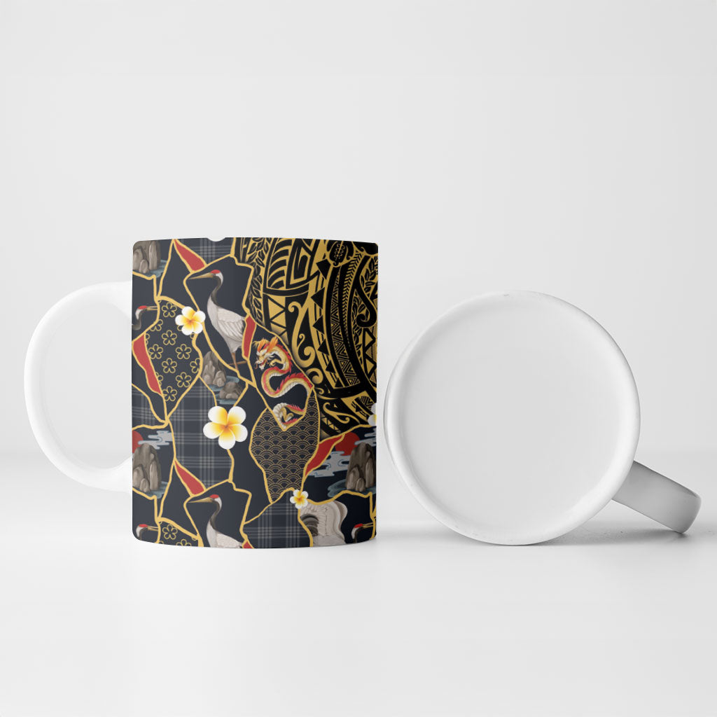 Hawaiian and Japanese Ceramic Mug Polynesian Tattoo with Japanese Culture Kintsugi Style LT03 - Polynesian Pride