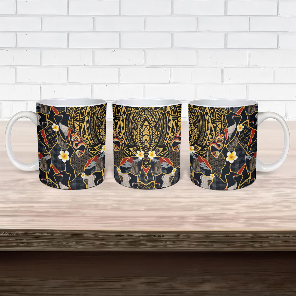 Hawaiian and Japanese Ceramic Mug Polynesian Tattoo with Japanese Culture Kintsugi Style LT03 - Polynesian Pride