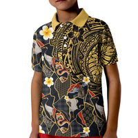Hawaiian and Japanese Kid Polo Shirt Polynesian Tattoo with Japanese Culture Kintsugi Style LT03 Kid Multicolor - Polynesian Pride