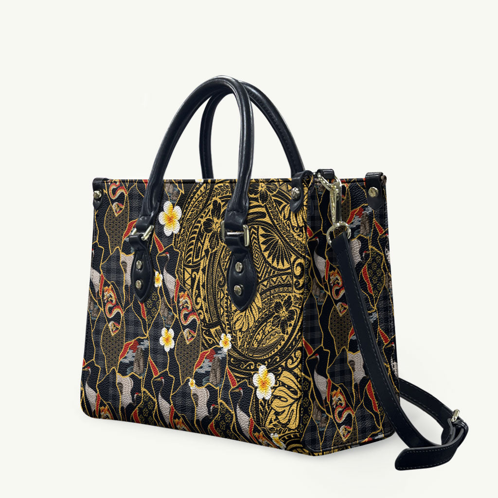 Hawaiian and Japanese Leather Bag Polynesian Tattoo with Japanese Culture Kintsugi Style LT03 Multicolor - Polynesian Pride