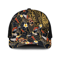 Hawaiian and Japanese Mesh Trucker Cap Polynesian Tattoo with Japanese Culture Kintsugi Style LT03 One Size Black Multicolor - Polynesian Pride