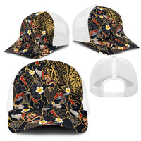 Hawaiian and Japanese Mesh Trucker Cap Polynesian Tattoo with Japanese Culture Kintsugi Style LT03 - Polynesian Pride