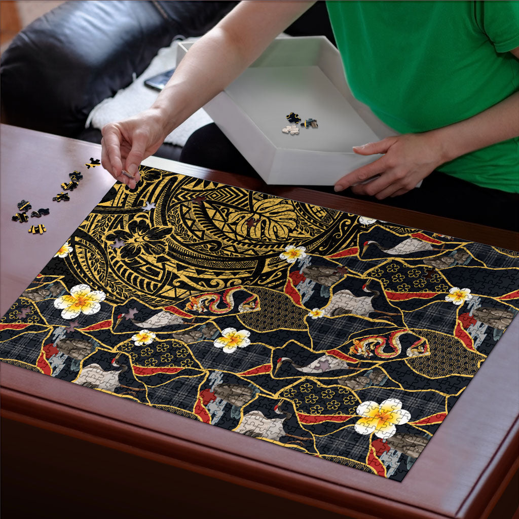 Hawaiian and Japanese Puzzle Polynesian Tattoo with Japanese Culture Kintsugi Style LT03 - Polynesian Pride