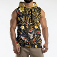 Hawaiian and Japanese Sleeveless Hoodie Polynesian Tattoo with Japanese Culture Kintsugi Style LT03 - Polynesian Pride