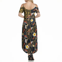Hawaiian and Japanese Summer Maxi Dress Polynesian Tattoo with Japanese Culture Kintsugi Style LT03 - Polynesian Pride
