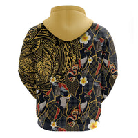 Hawaiian and Japanese Zip Hoodie Polynesian Tattoo with Japanese Culture Kintsugi Style LT03 - Polynesian Pride