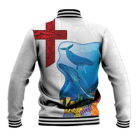 Tonga Swimming with Whales Baseball Jacket Ngatu Pattern LT03 - Polynesian Pride