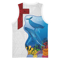 Tonga Swimming with Whales Basketball Jersey Ngatu Pattern LT03 - Polynesian Pride