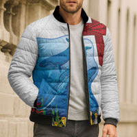 Tonga Swimming with Whales Bomber Puffer Jacket Ngatu Pattern LT03 - Polynesian Pride