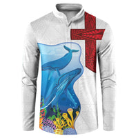 Tonga Swimming with Whales Button Sweatshirt Ngatu Pattern LT03 Multicolor - Polynesian Pride