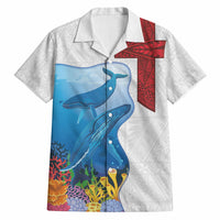 Tonga Swimming with Whales Hawaiian Shirt Ngatu Pattern LT03 Multicolor - Polynesian Pride