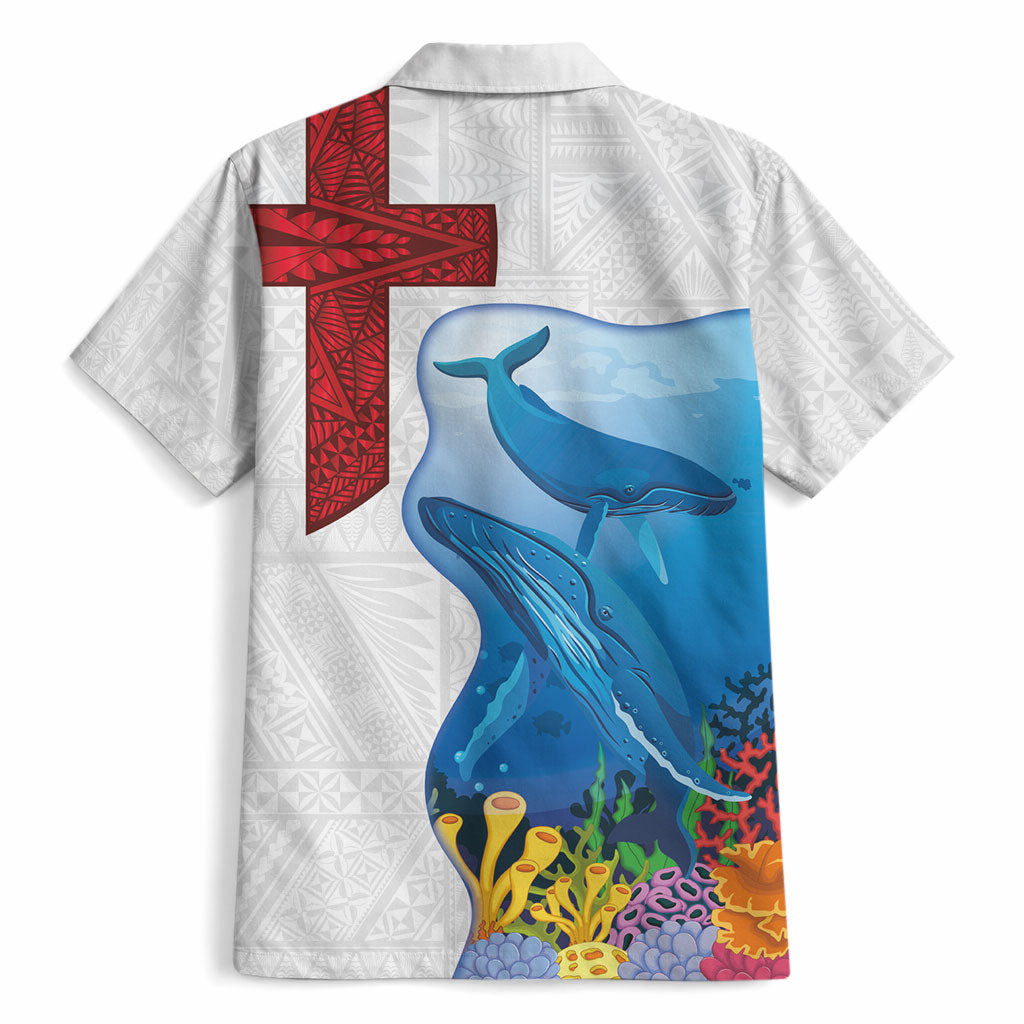 Tonga Swimming with Whales Hawaiian Shirt Ngatu Pattern LT03 - Polynesian Pride