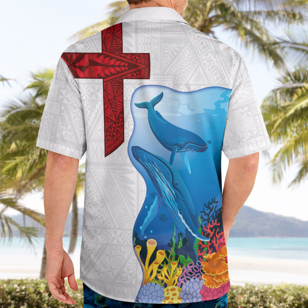 Tonga Swimming with Whales Hawaiian Shirt Ngatu Pattern LT03 - Polynesian Pride
