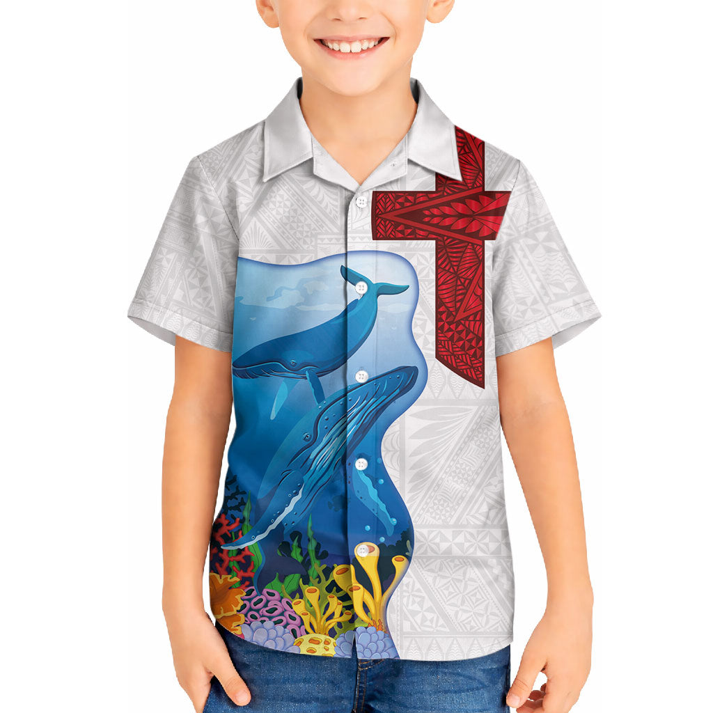 Tonga Swimming with Whales Hawaiian Shirt Ngatu Pattern LT03 - Polynesian Pride